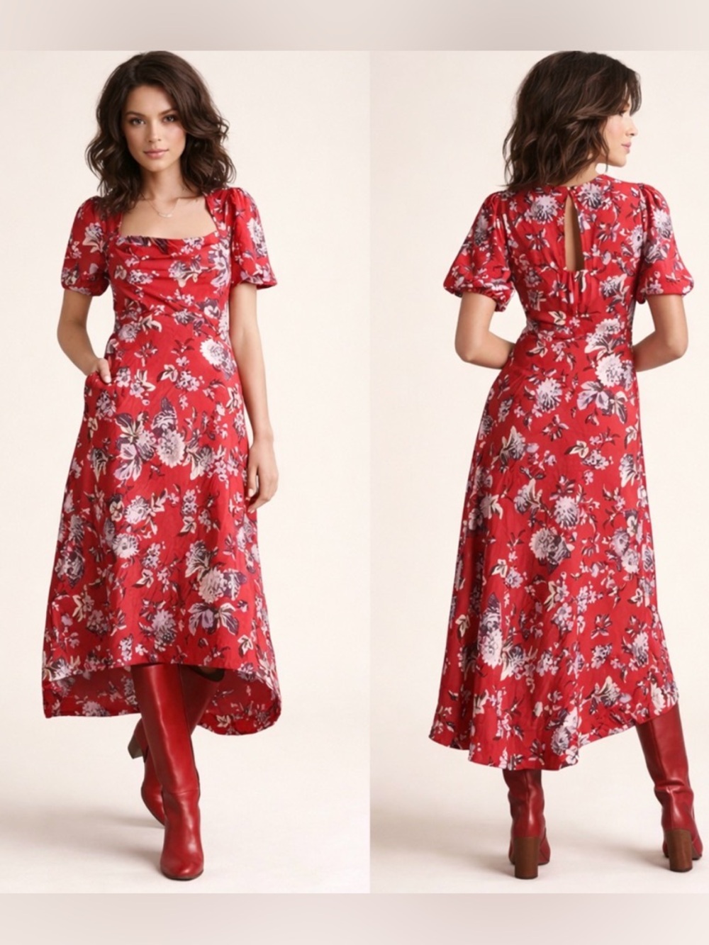 Anthropologie Maeve Puff Sleeve Floral Maxi Dress Spring Cottagecore Whimsical 2